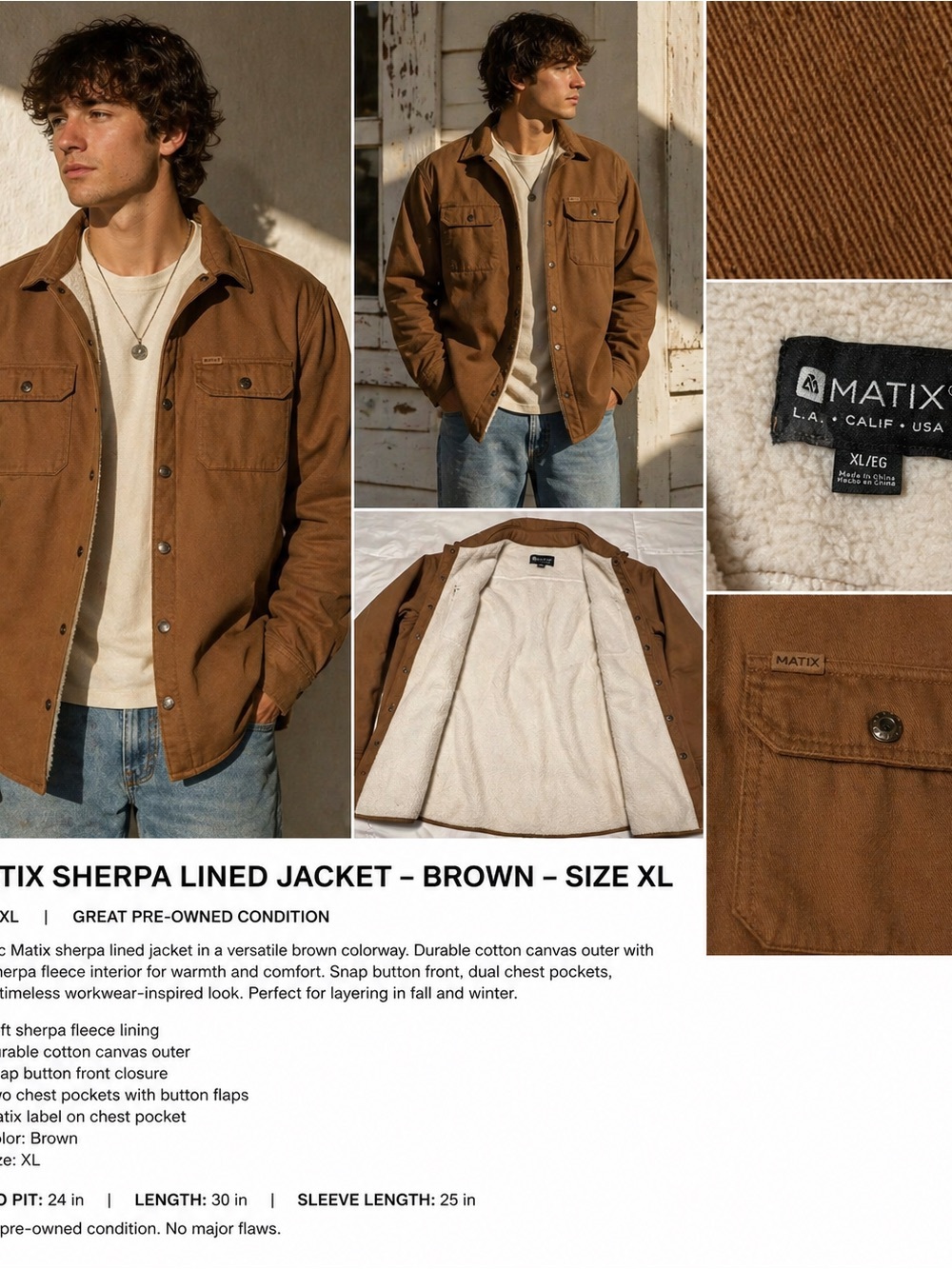 Matix Brown Sherpa-Lined Shirt Jacket